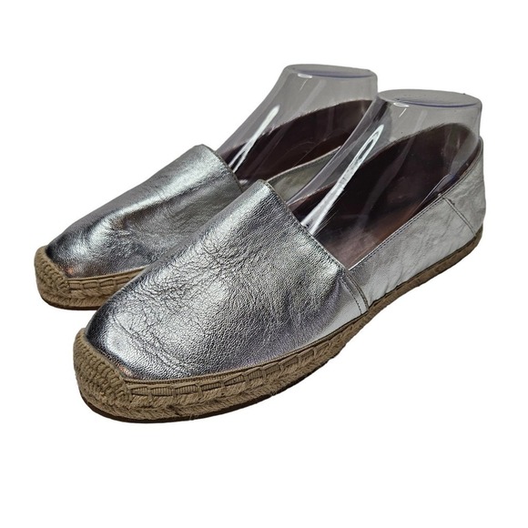 Banana Republic Silver Espadrilles Slip On Shoes Women's 10 - Picture 1 of 9